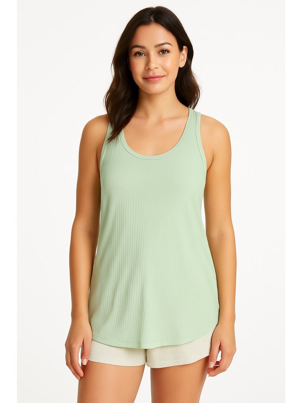 Tommy John Womens Ribbed Sleep Tank Top Soft Modal Blend Misty Jade Small NWT
